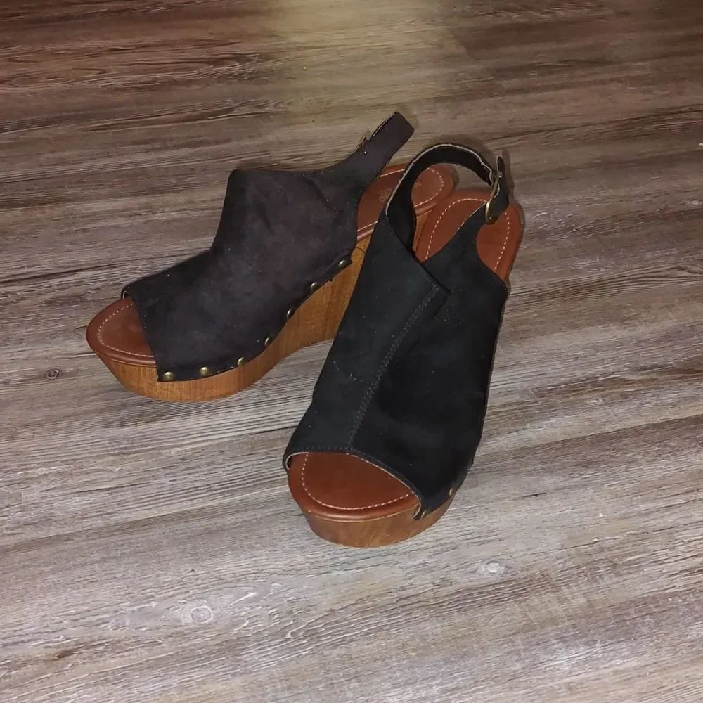 Mossimo black brown wedge platforms Sz 11